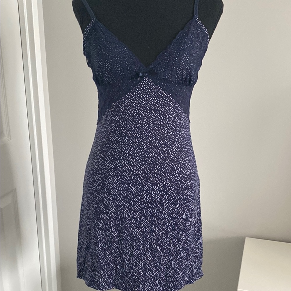 Elegant Navy Blue Lace Chemise